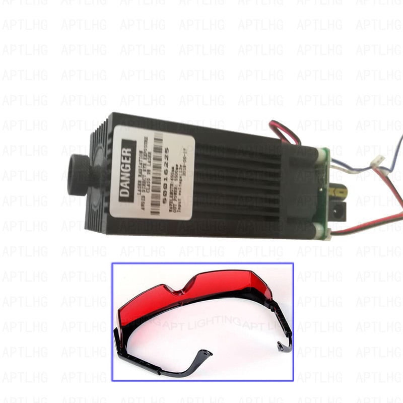 Focusable Quality 450nm 3.5W Blue Laser Module TTLCarving/Burning GiftGoggles