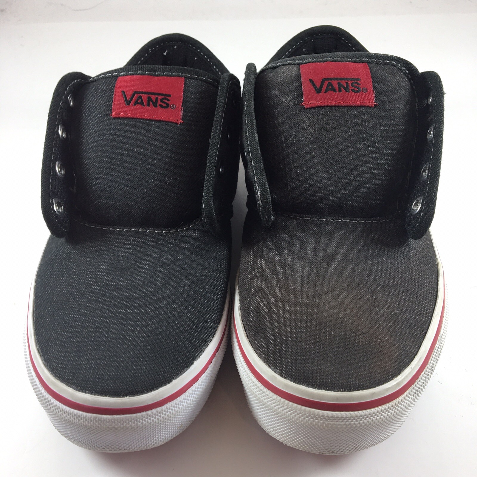 Vans Atwood Hi Rock Textile Black Red Kids 2 Youth Skate Shoes -No Laces