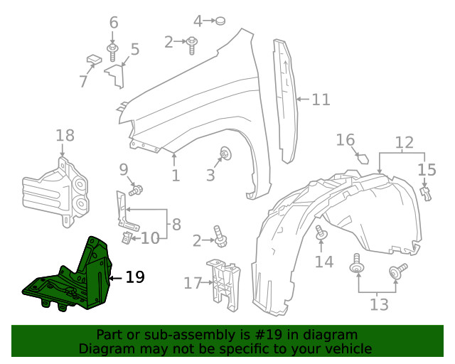 Genuine GM Front Driver Side Wheelhouse Panel Bracket 84455535