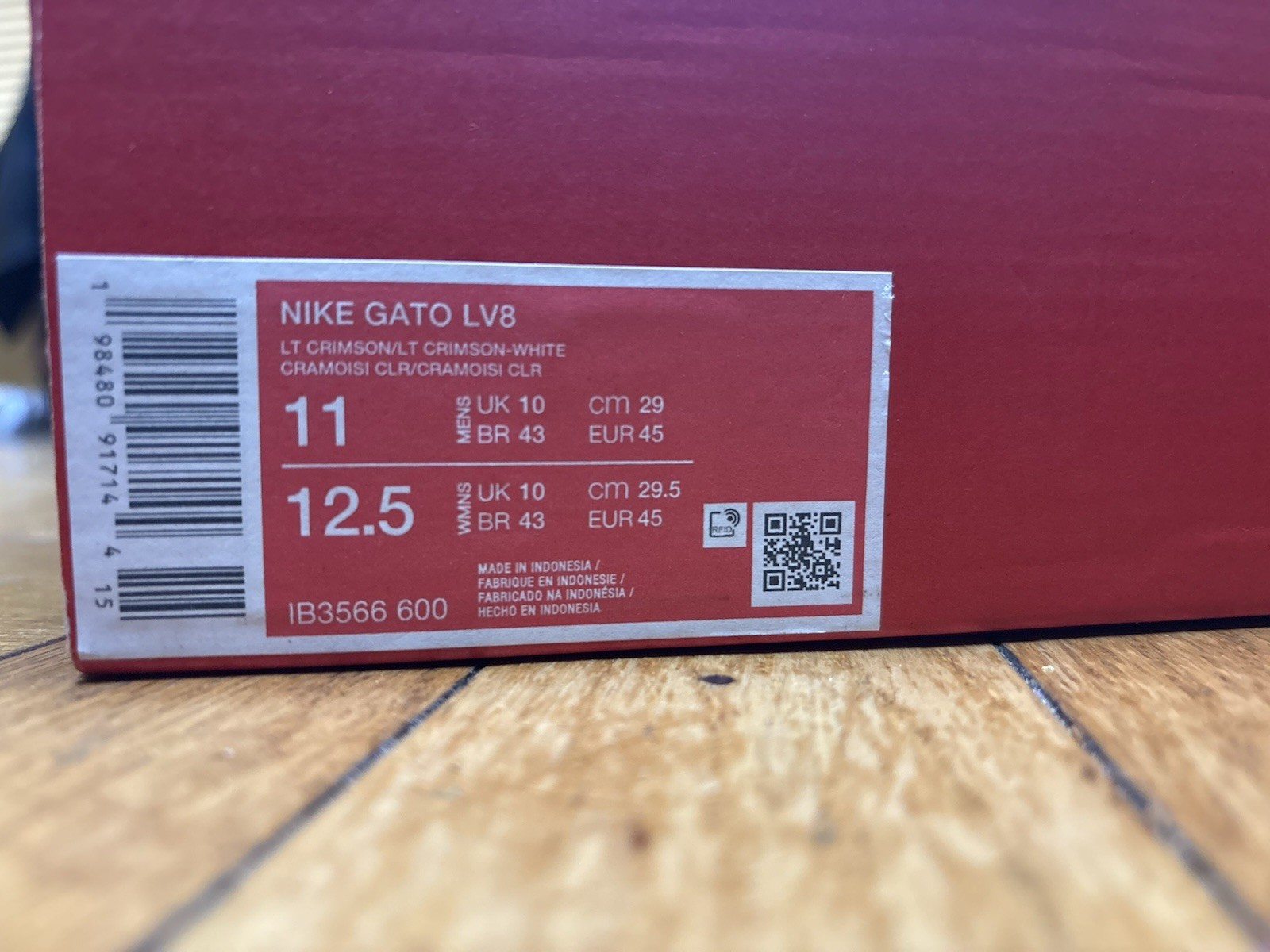 Nike Gato LV8 Metallic Crimson IB3566-600 Mens Size 11 *Missing lid*