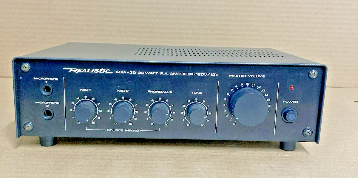 Realistic MPA-30 20 Watt PA Amplifier Radio Shack 120V 12V Tested Vintage Power