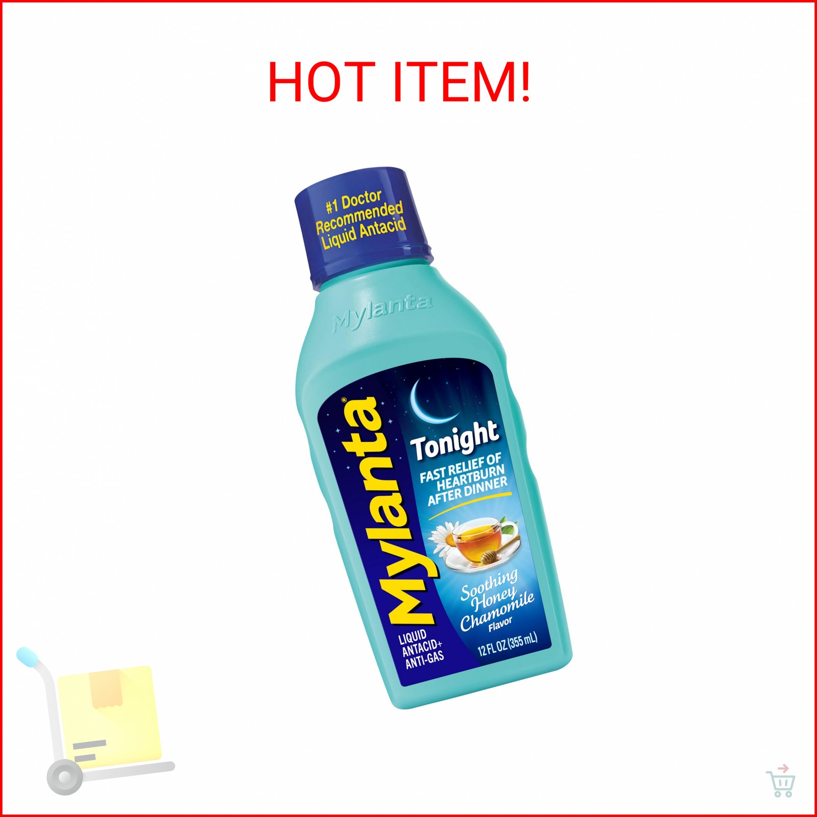 Mylanta Heartburn and Gas Relief, Liquid Antacid, Tonight Formula, Honey Chamomi