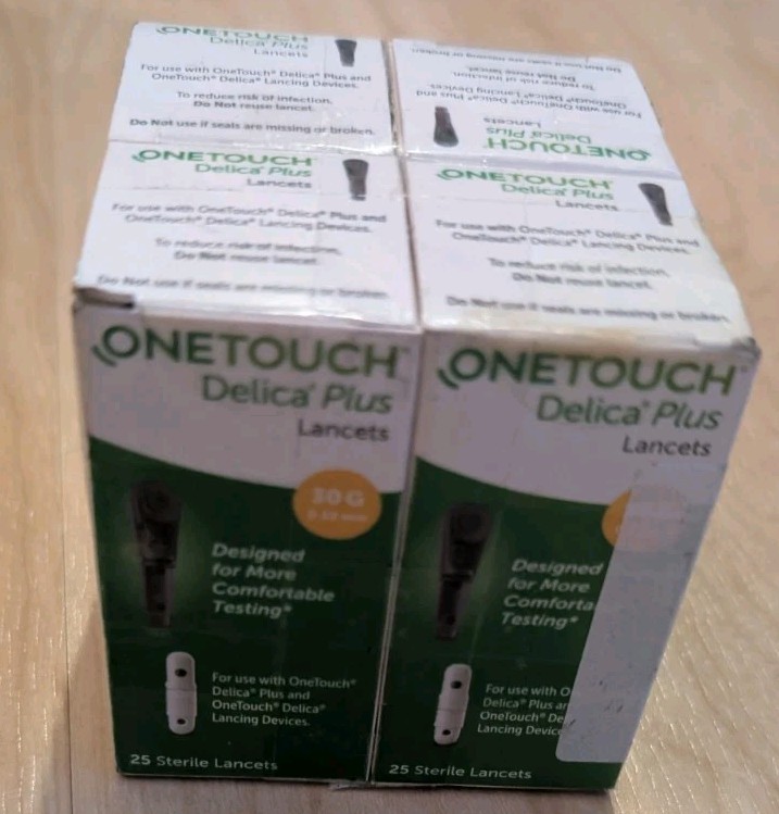 OneTouch Delica Plus Lancets 30G/0.32mm Lot of 4 x 25 EA BRAND NEW Exp. 2027