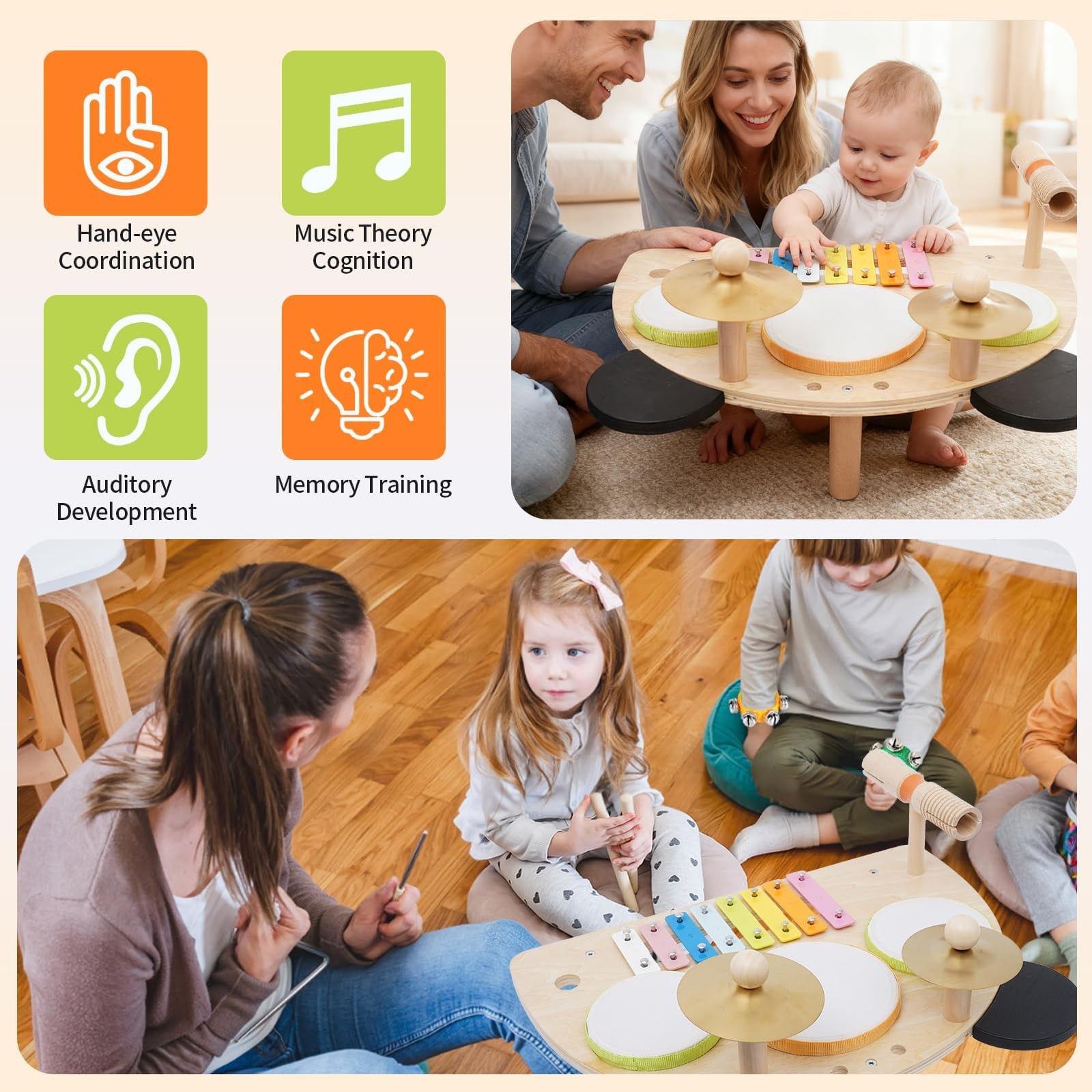 Montessori Musical Instruments for Toddlers Wooden Baby Musical Activity