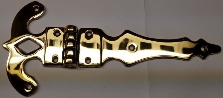 Large Cast Polish Brass Strap Hinge 11 by 5" Heavy Duty Icebox Door Gate Fridge