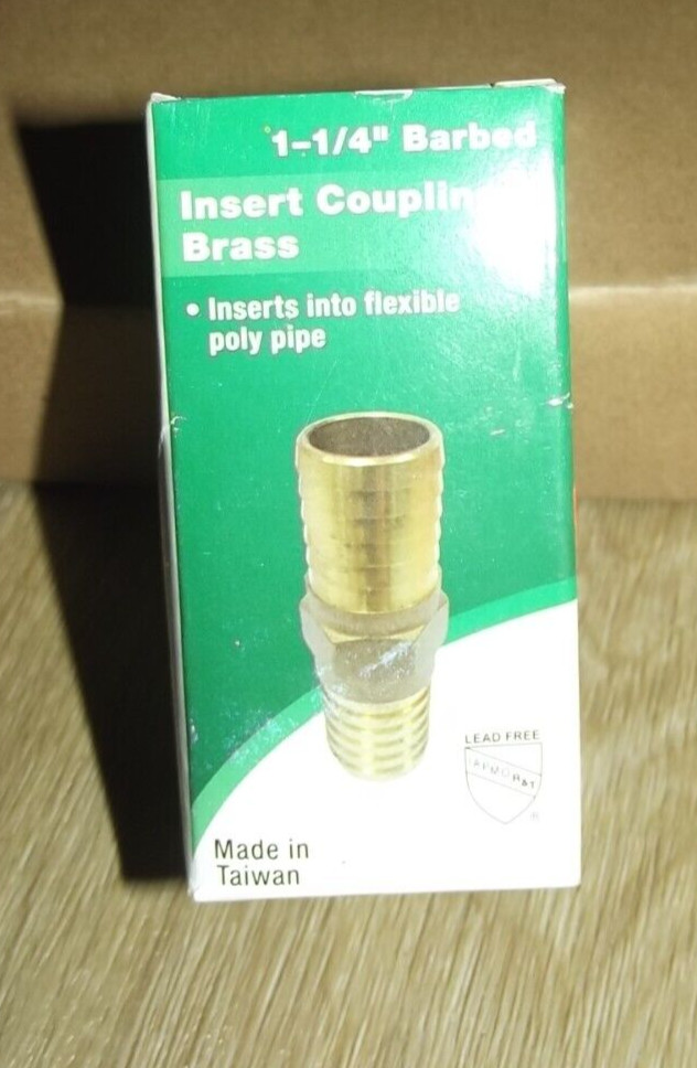 Yellow Brass Insert Coupling, Barbed Ends, 1-1/4-In. IC125NL H43