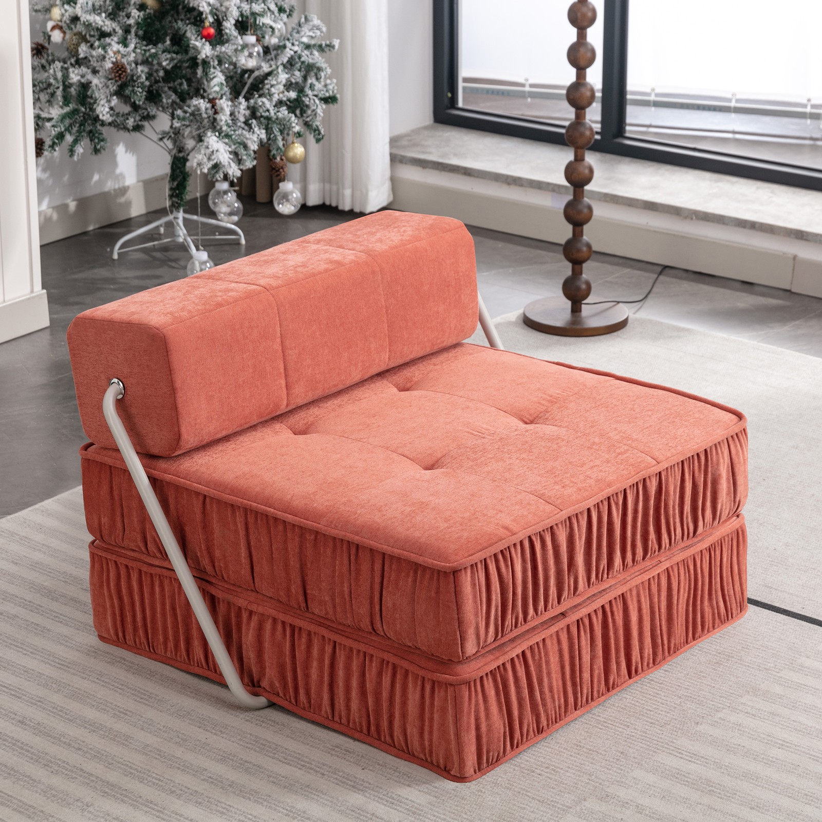 Orange Folding Sofa , Futon Sleeper Chair, Convertible Chair Floor Couch & Slee