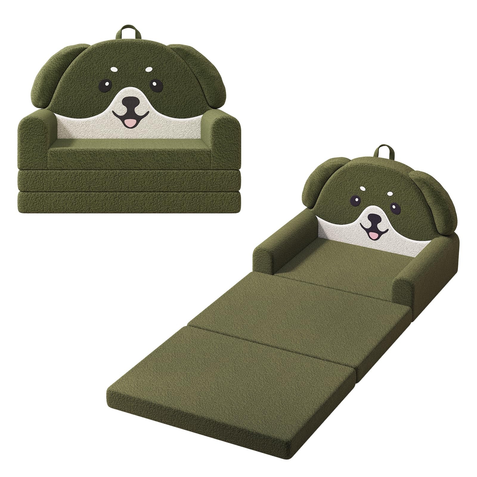 2-in-1 Couch, Soft Couch Fold Out for Girl and Boys, Dog Design Foldable Sofa...
