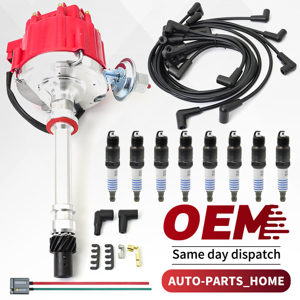 GM08 HEI Distributor & Wire & Spark Plug for Chevy 350 454 SBC BBC w/65K 9000RPM
