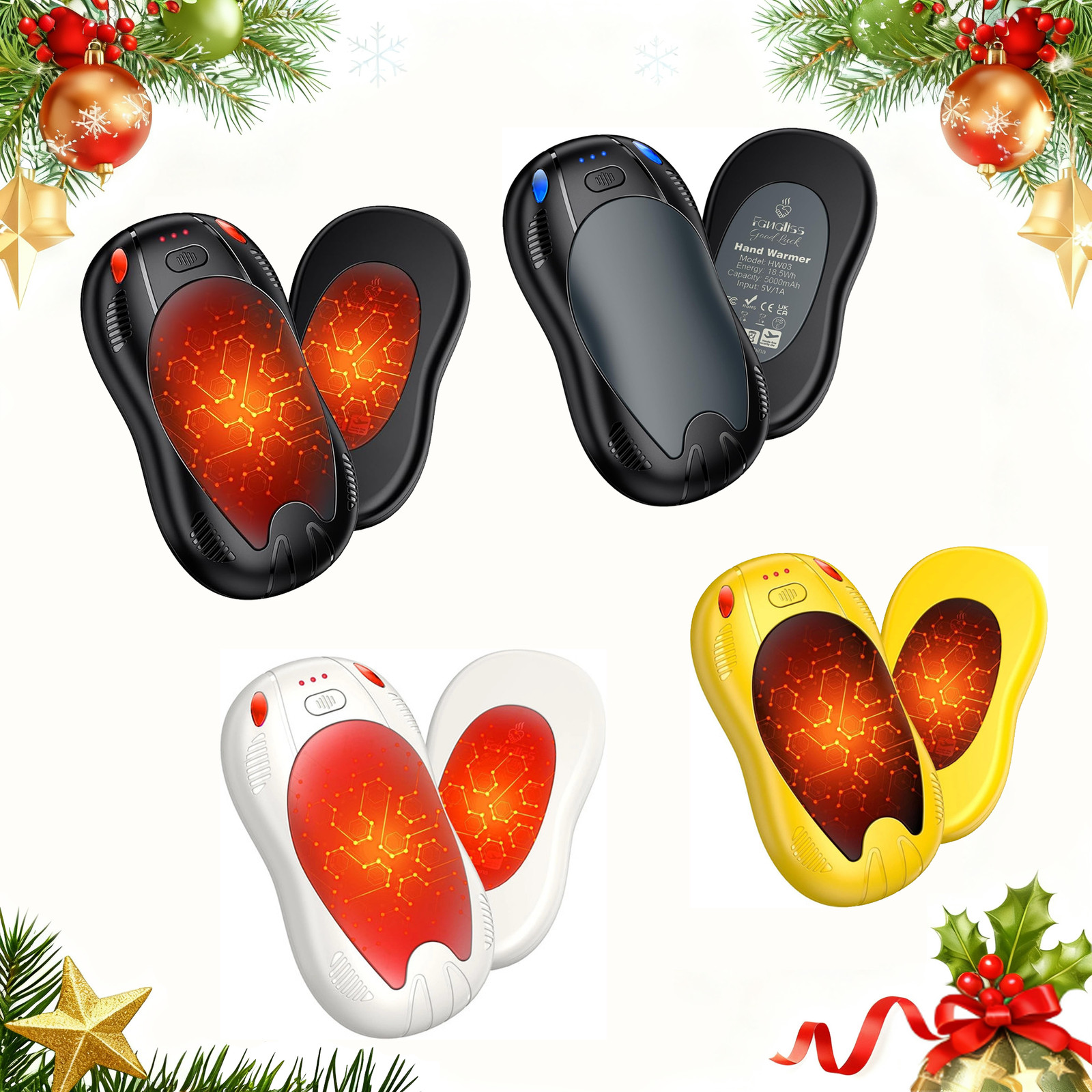 2 Pack 10000mAh Electric Rechargeable Hand Warmers, Portable Hand Warmers Pocket