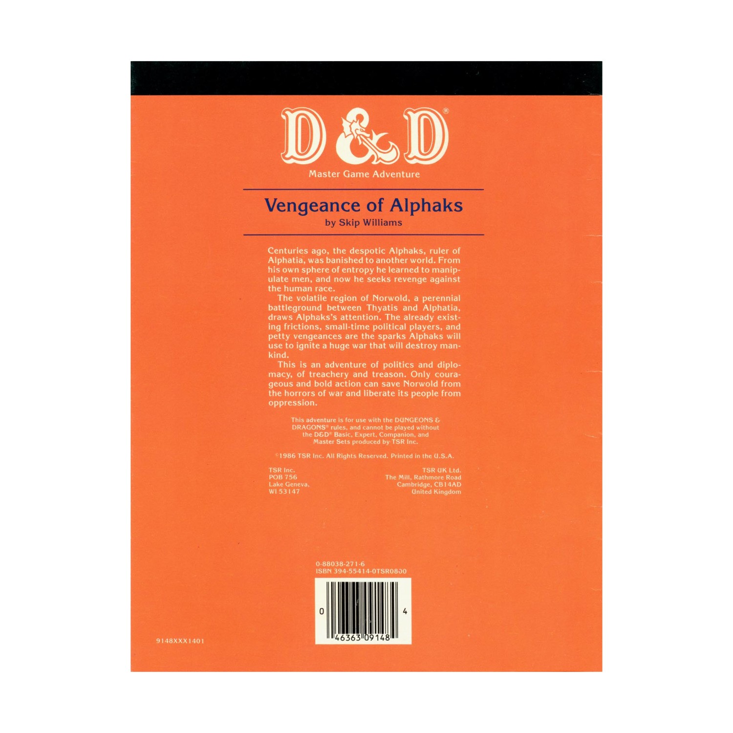 TSR Basic D&D Vengeance of Alphaks Fair+