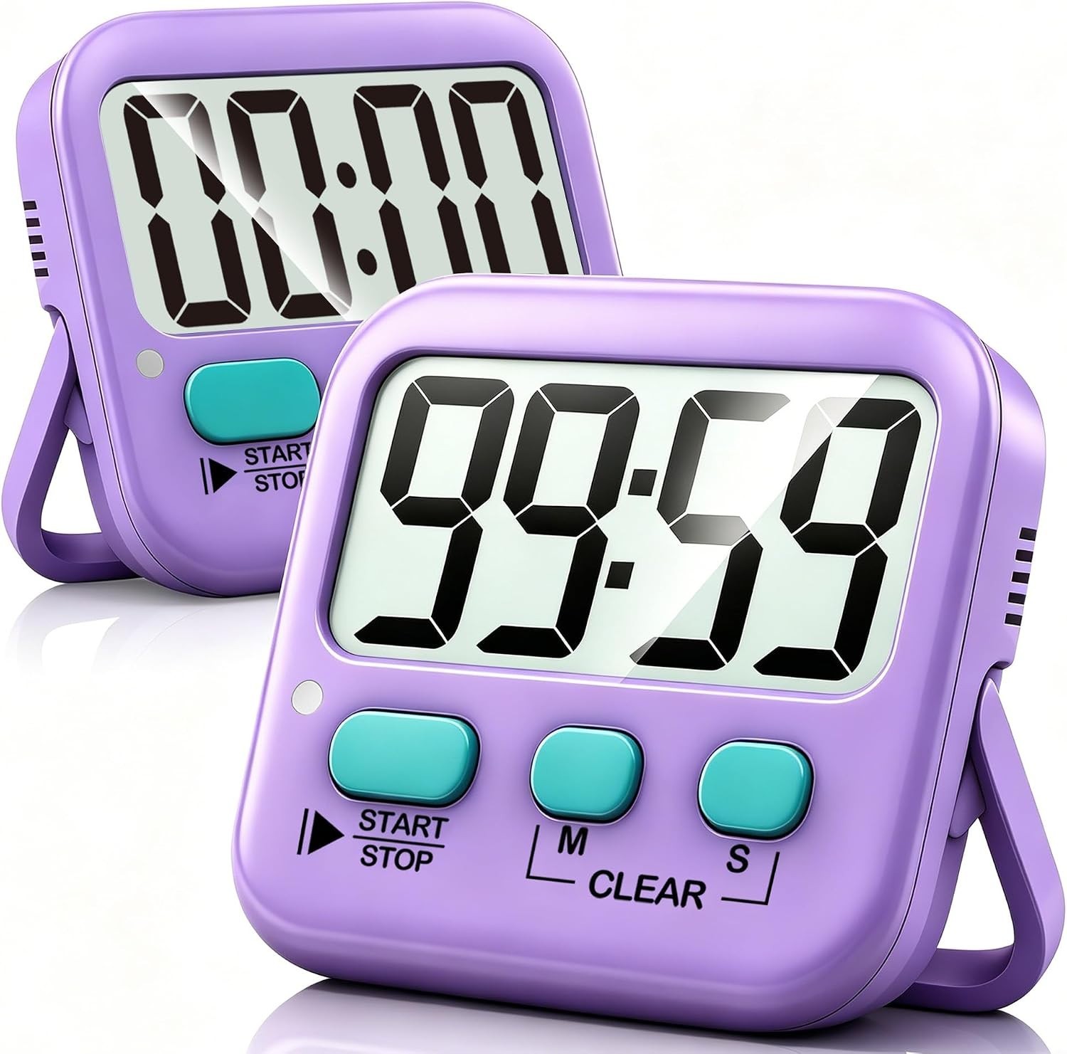 2 Pack Digital Kitchen Timer for Kids - Countdown & Count Up, Loud/Silent Mode