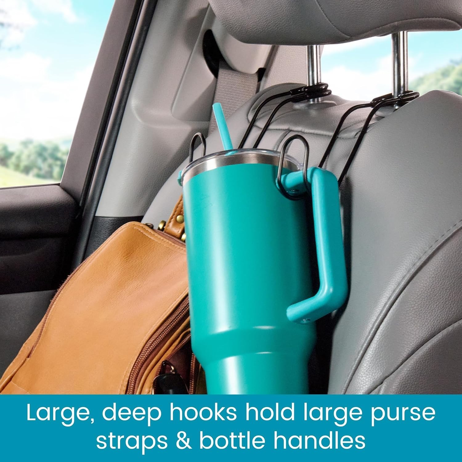 Unbreakable Solid Metal Car Bag Hooks - Secure Storage for Heavy Bags, 2-Pack