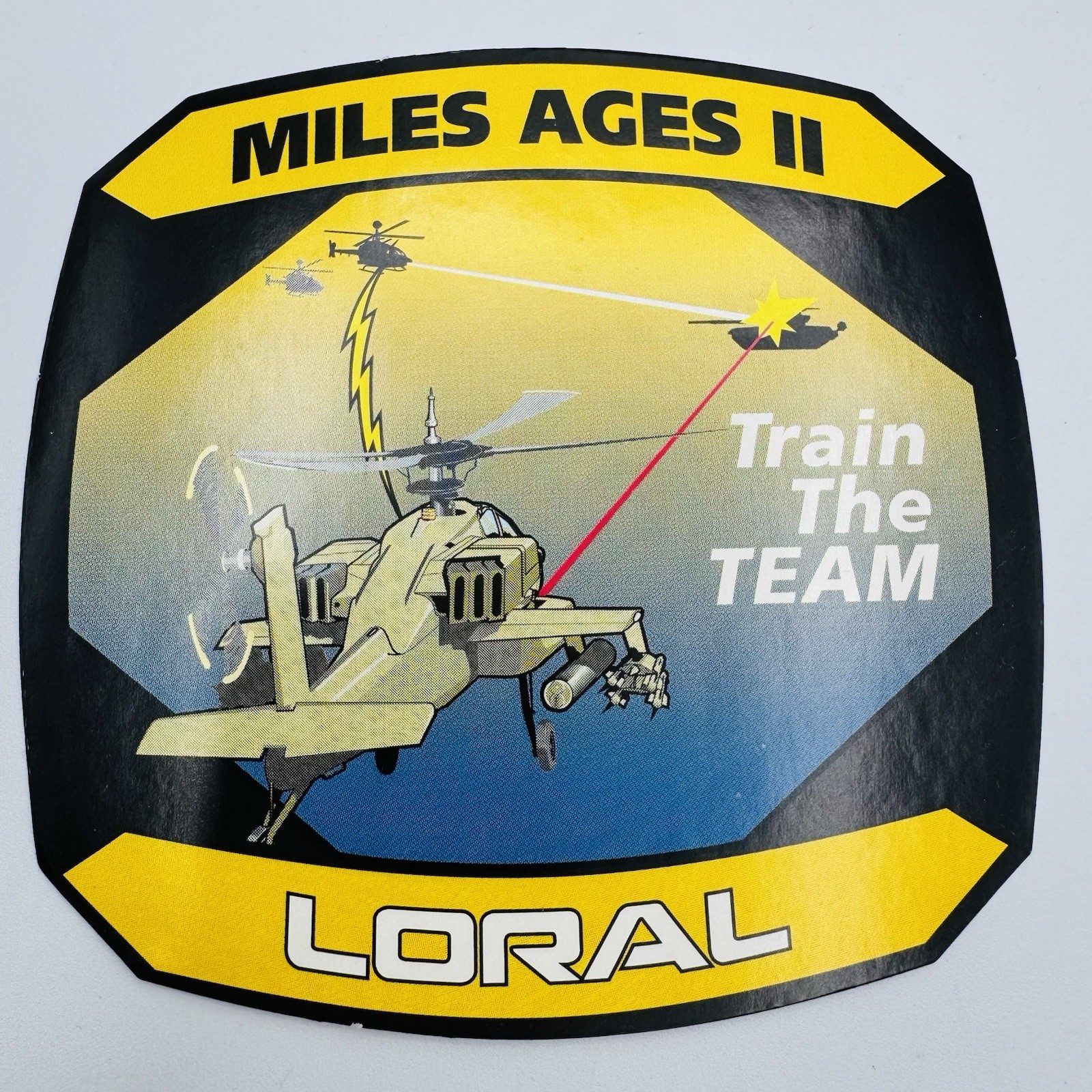 VTG MILES AGES II Loral Apache Helicopter Military Training Army Decal Sticker