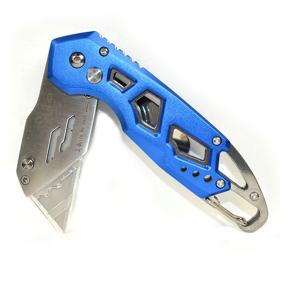 Folding Utility Pocket Knife Box Cutter with Belt Clip, Easy Release Button