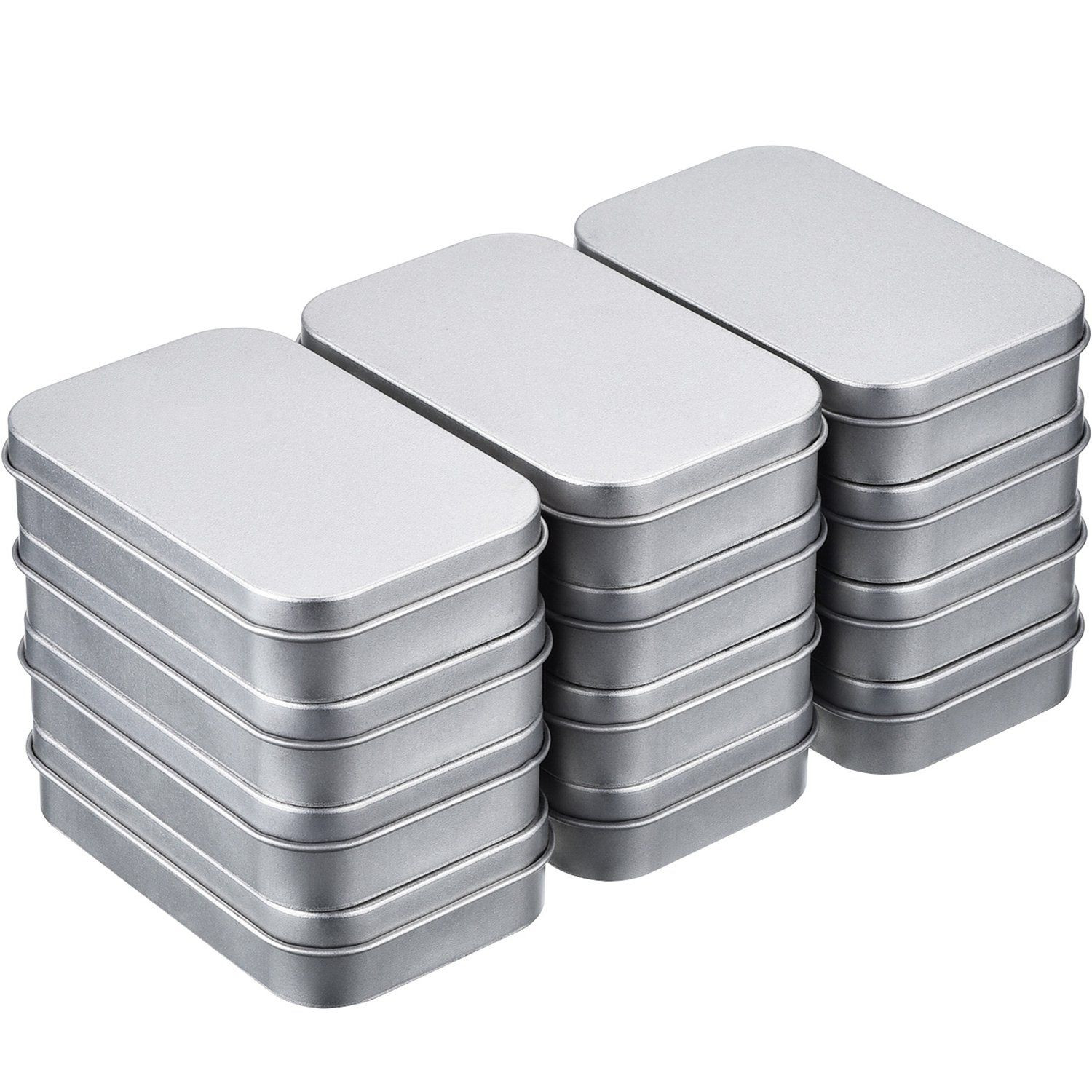 Hotop 40 Pack 3.75 x 2.45 x 0.8 Inch Metal Rectangular Empty Hinged Silver