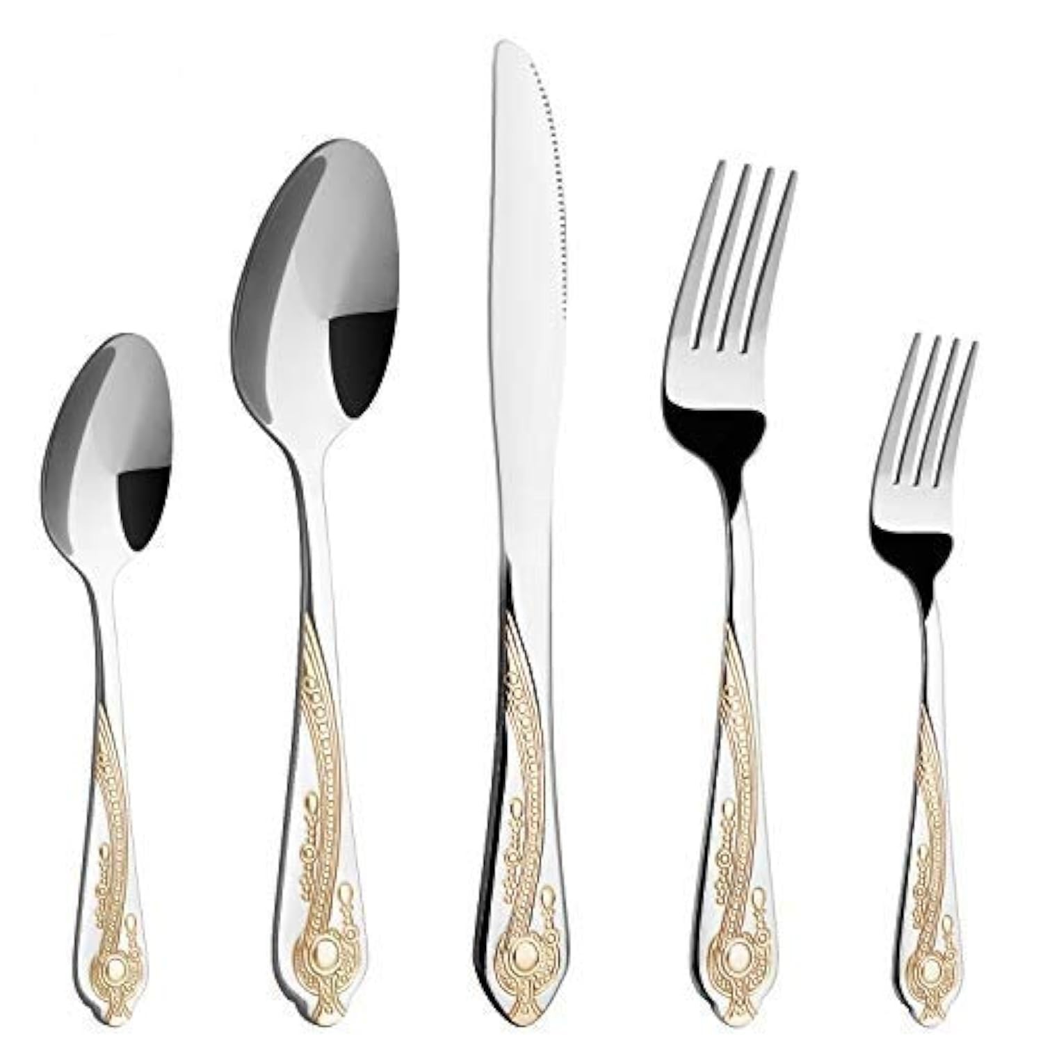 Gold Silverware Set, 20 Piece Stainless Steel Golden Flatware Set for 4,