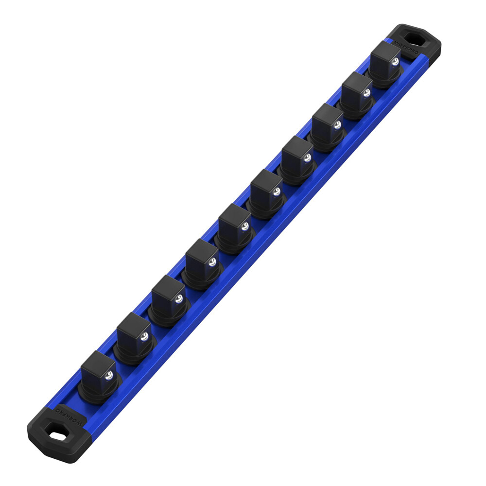 WORKPRO 3/8 Drive Magnetic Socket Organizer Socket Rail Heavy Duty Socket Holder
