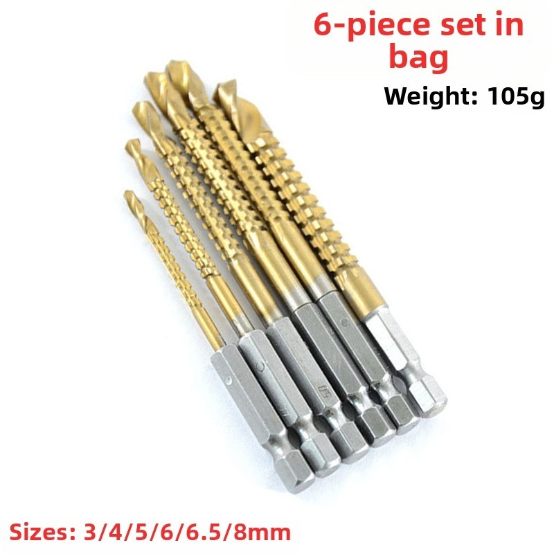 Titanium Coated HSS Drill Bits Set 6 Piece for Accurate and Fast Drilling