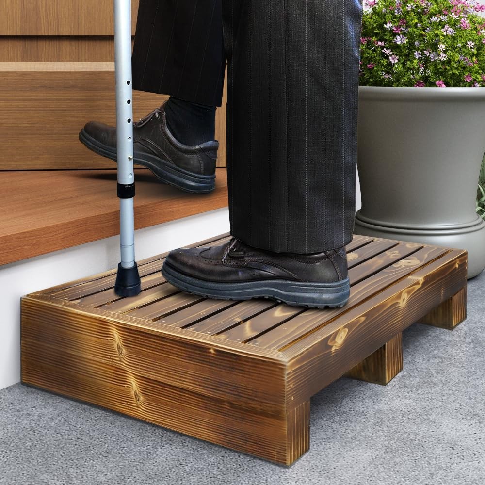 URFORESTIC Solid Wood Indoor/Outdoor 3 1/2" High Riser Step - Non-Slip All We...