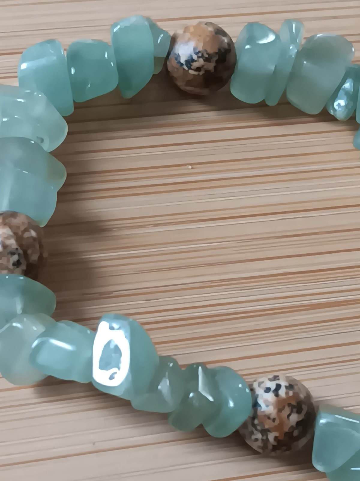 Rudraksha Bead and Polished Aventurine Chip Bracelet