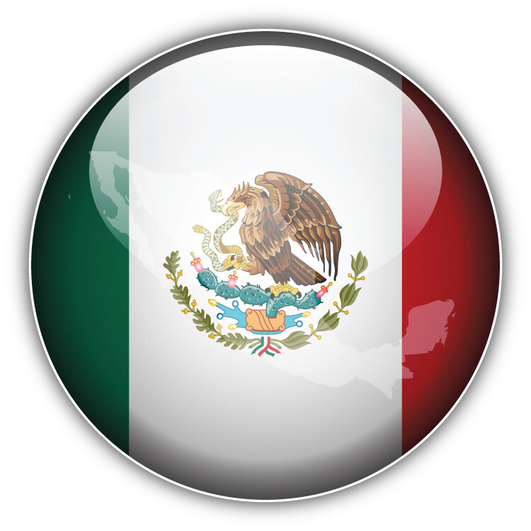 Mexico Glossy Flag Label Car Bumper Sticker Decal