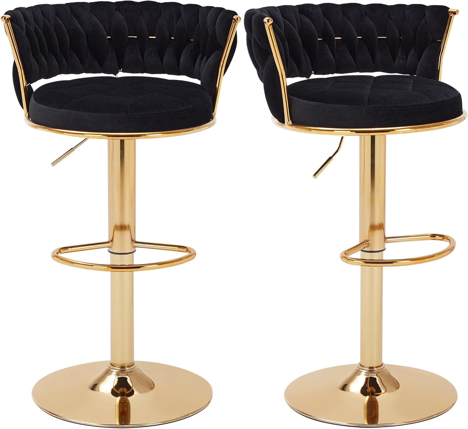 VECELO Bar Stools Set of 2, Adjustable Barstools Counter Height Stools with Back