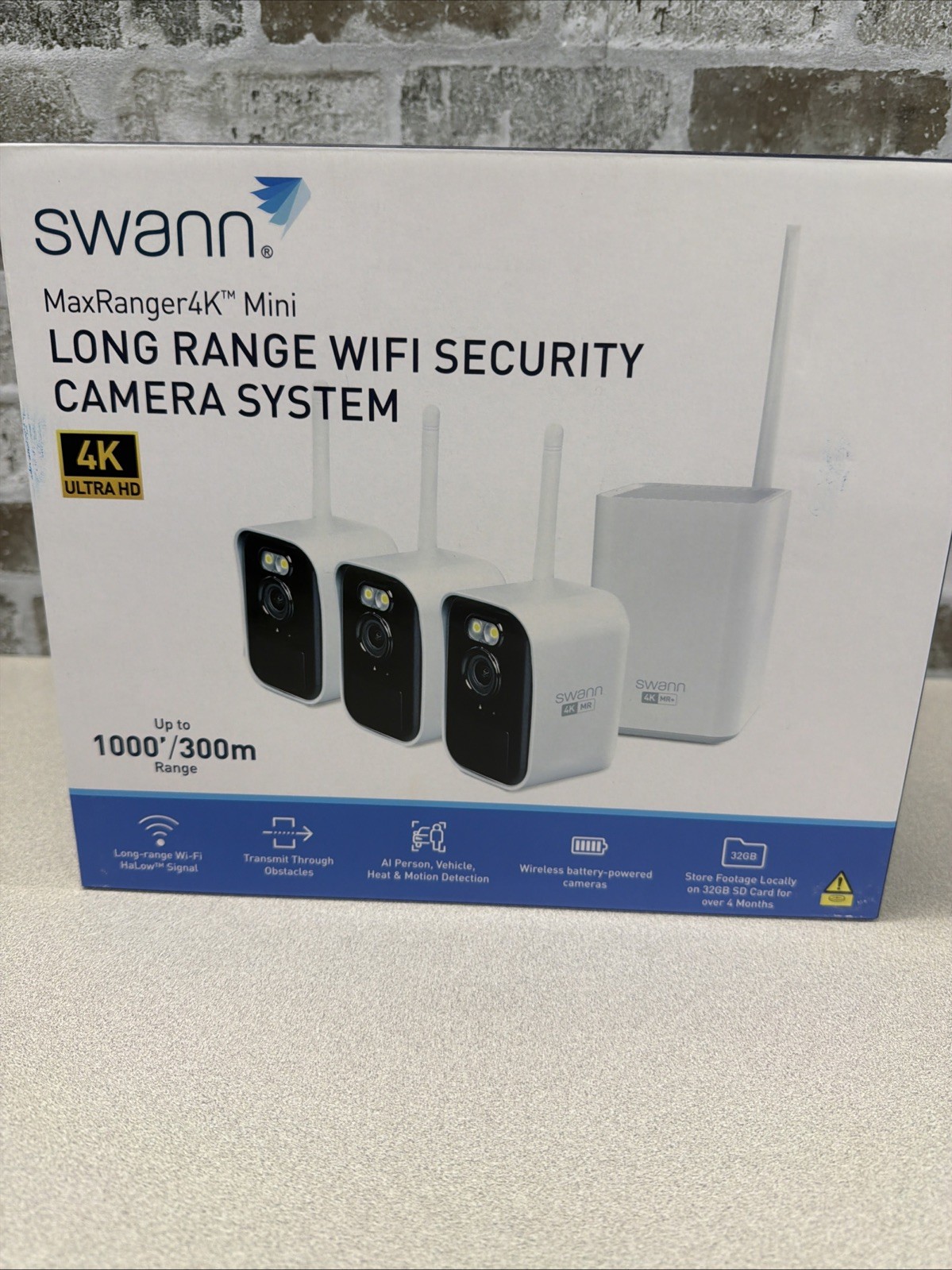 Swann MaxRanger Mini 4K Wireless Security System, 3-Pack