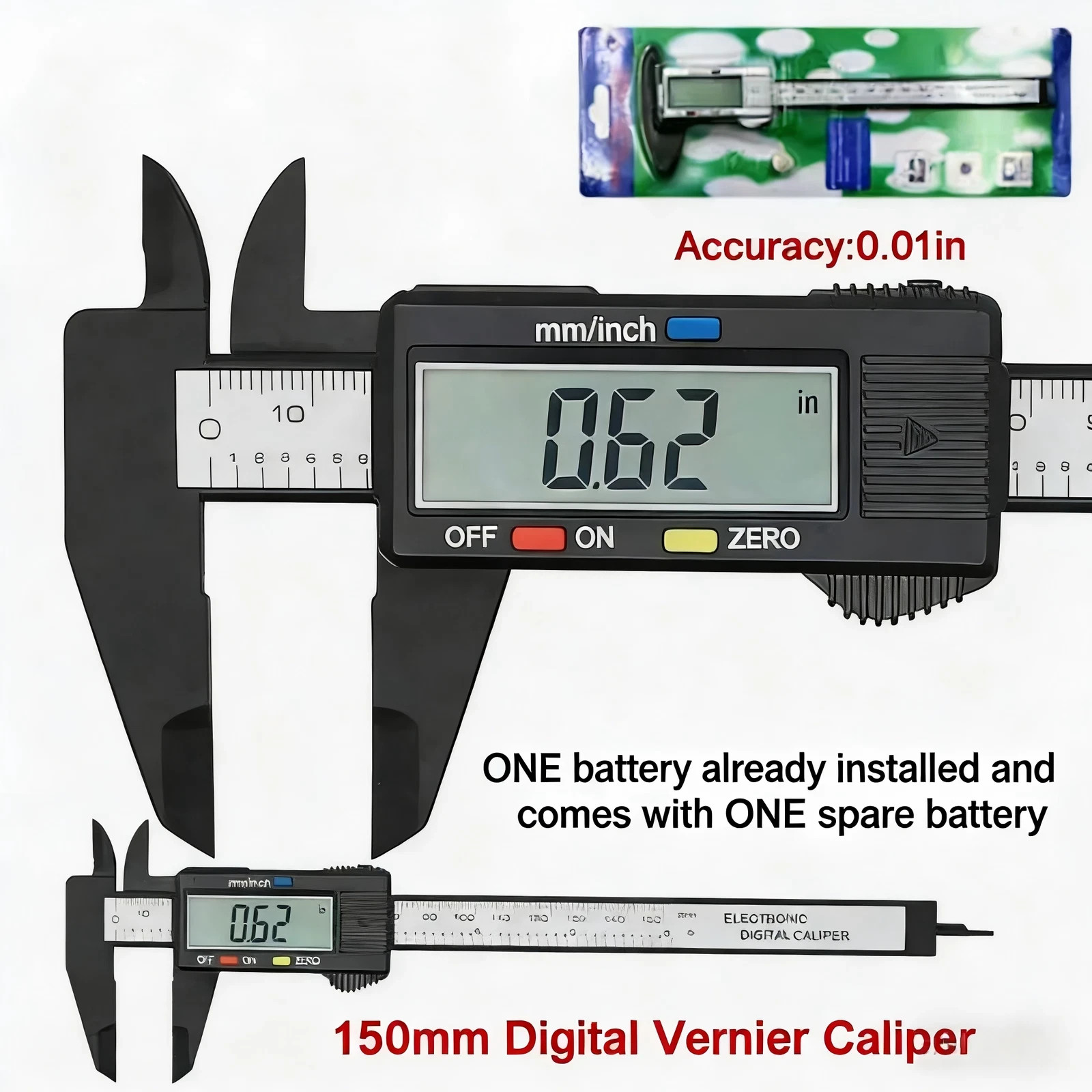 6" 150mm Digital Caliper Micrometer LCD Gauge Vernier Electronic Measuring Tool