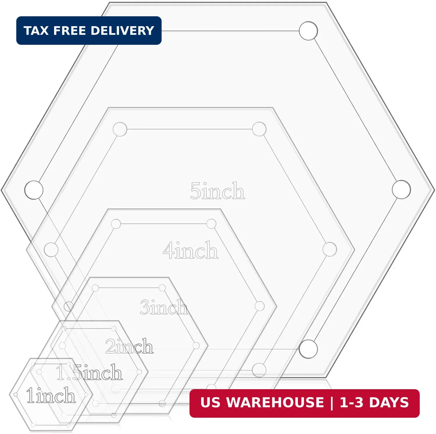 6Pcs Hexagon Quilting Templates Set, Acrylic Quilt Tools & Sewing Tools with Mar