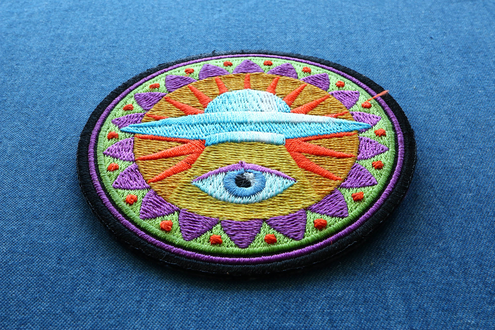 Spiritual Eye UFO Novelty Iron on Patch - 3x3 inch - P6729