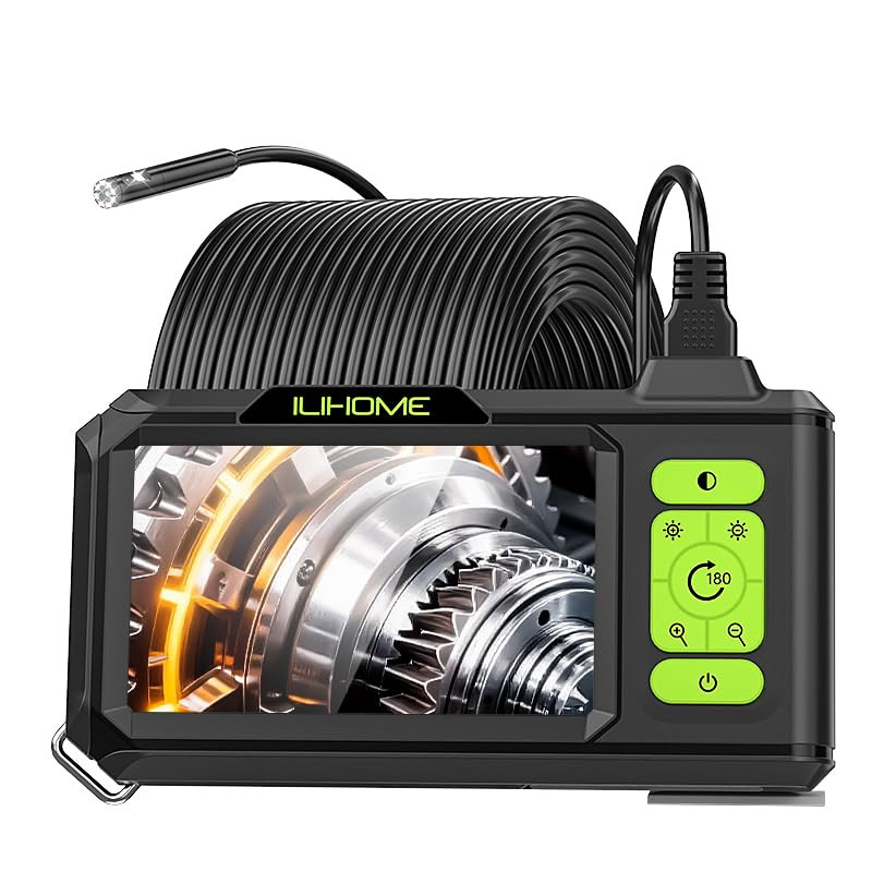 Dual Lens Borescope with Light, 1080P Industrial Endoscope Inspection Camera,...