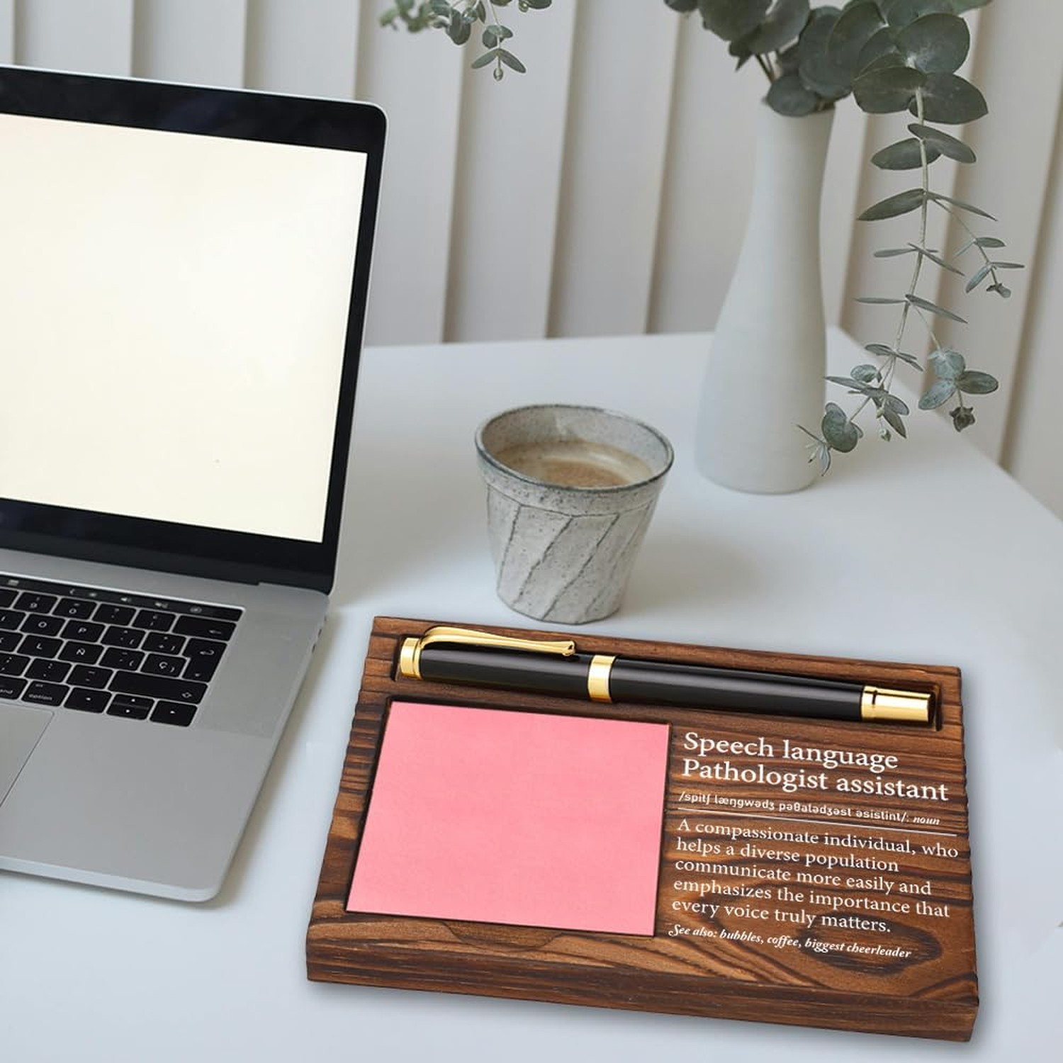 Speech Language Pathologist Assistant Gifts, Wooden Sticky Note Holder, Appre...