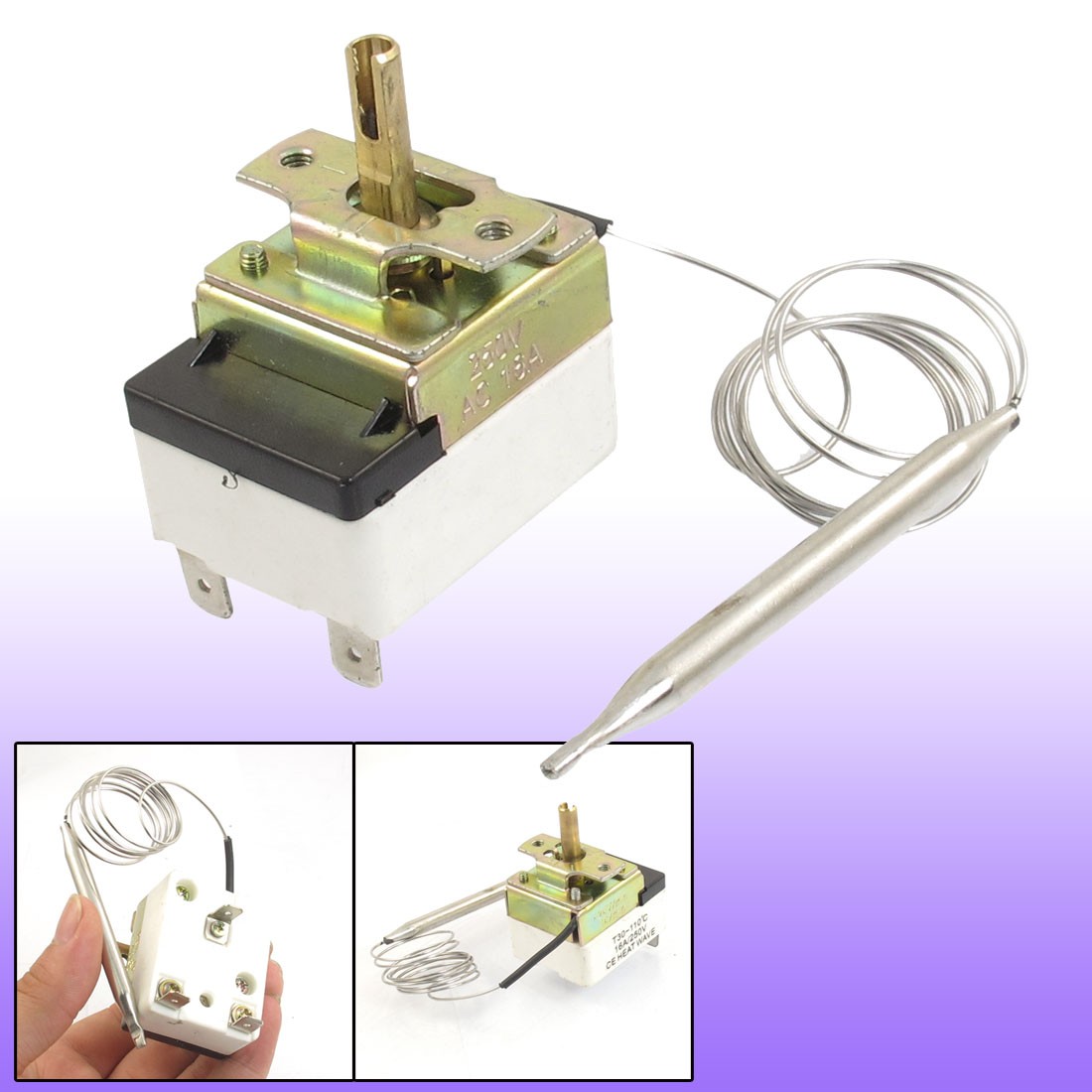 AC 250V 16A 30-110C Temperature Thermostat Switch Sensor w 25.2Inch Capillary