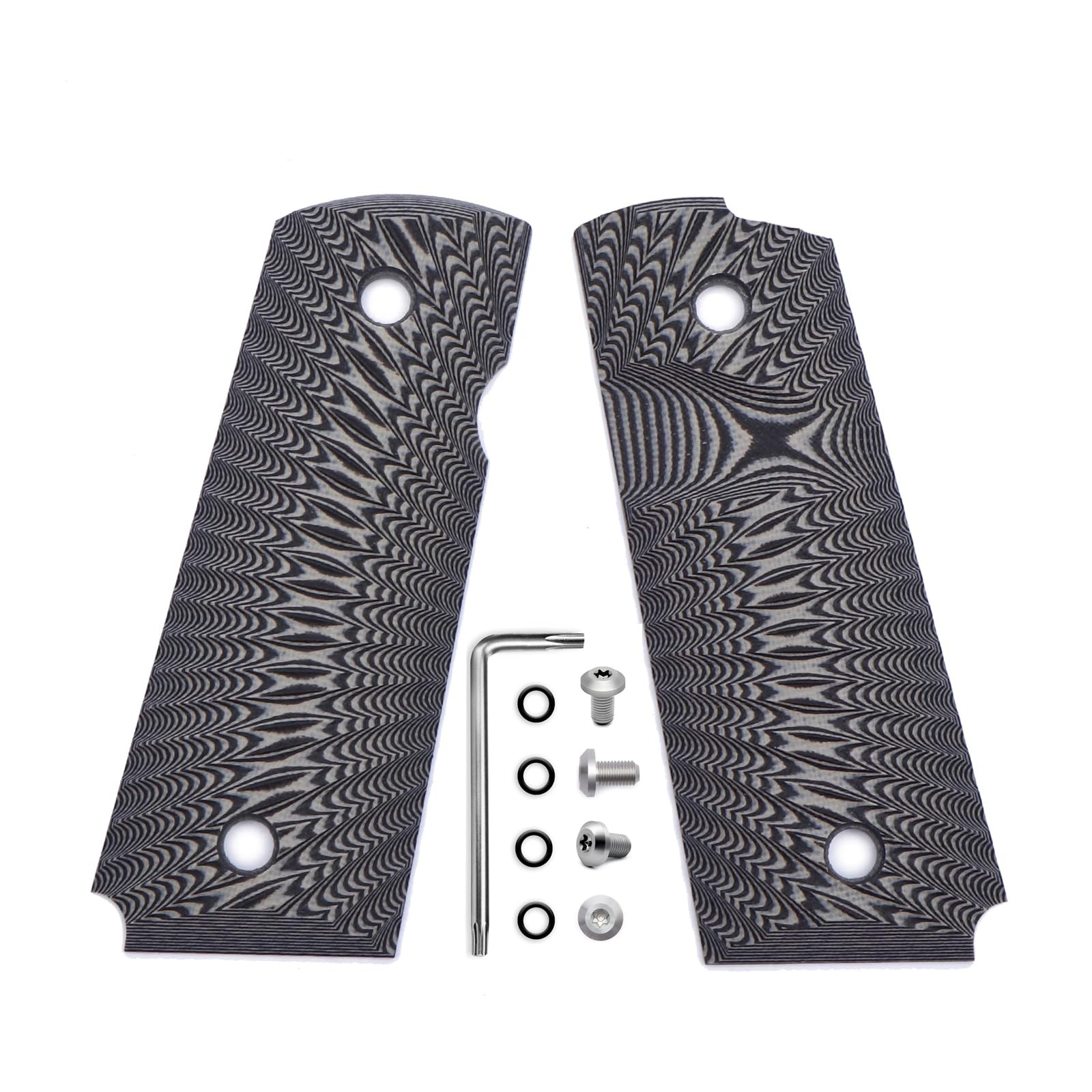 Guuun G10 Grips for 1911 Compact/Officer, Sunburst Texture - Gray/black