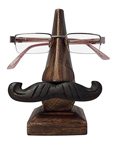 Wooden Handmade Nose Shaped Spectacle Holder Specs Eyeglass Moustache Stand