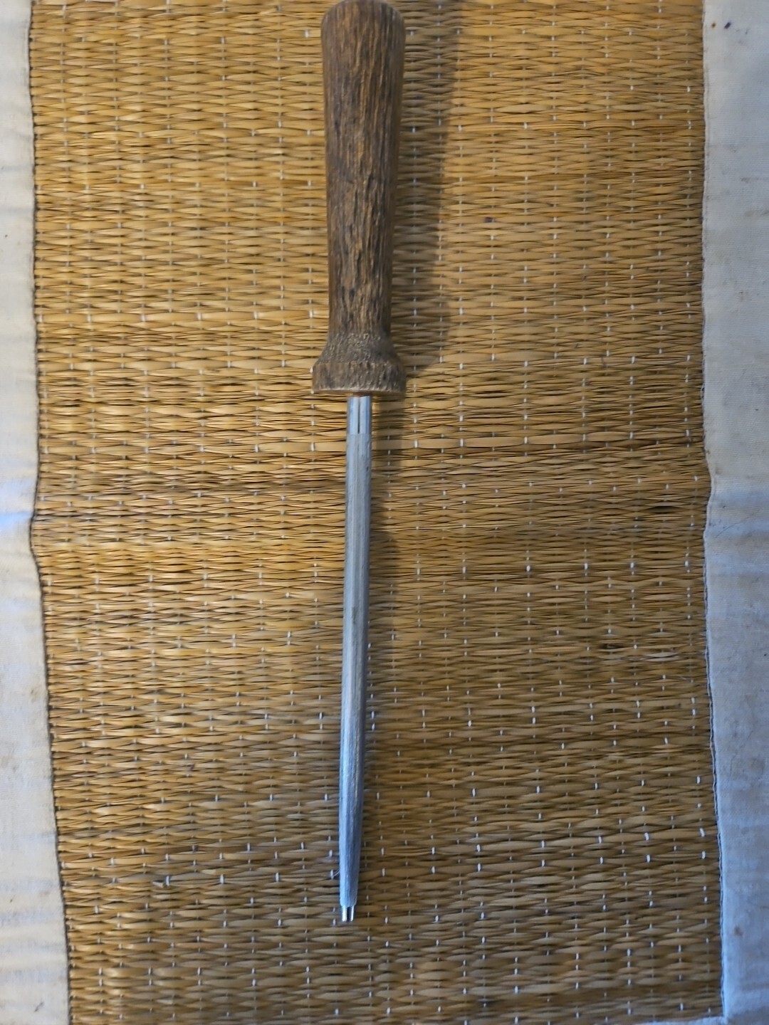 Vintage Sharpening Steel Knife Sharpener Honing Stick Rod Wood Handle 13in Japan