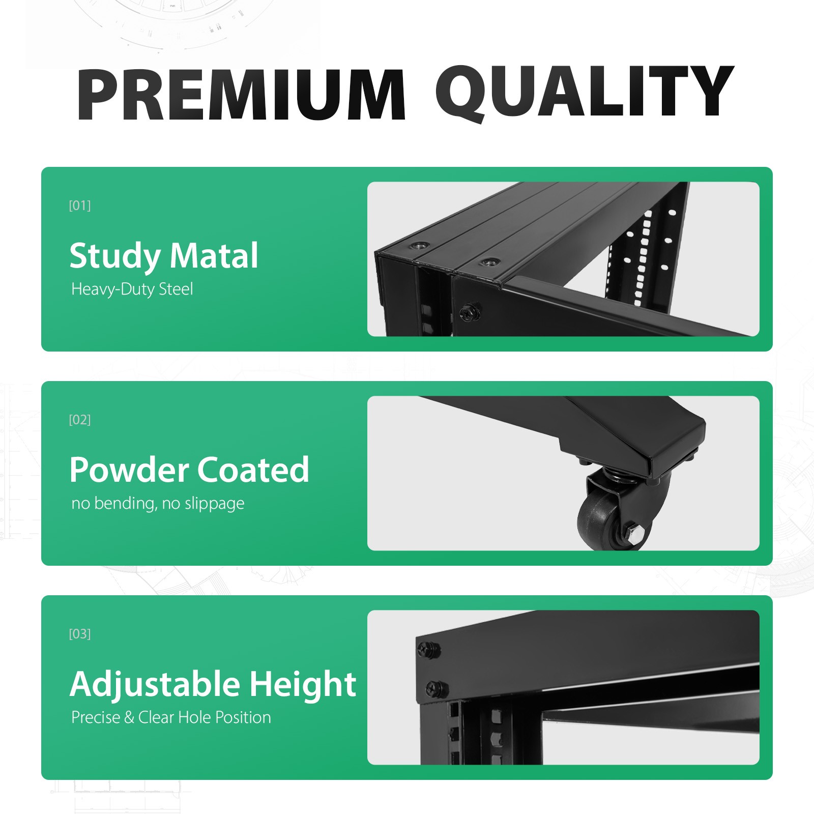 27U 4 Post Open Frame Server Rack Network 22" Adjustable Depth W/ Casters