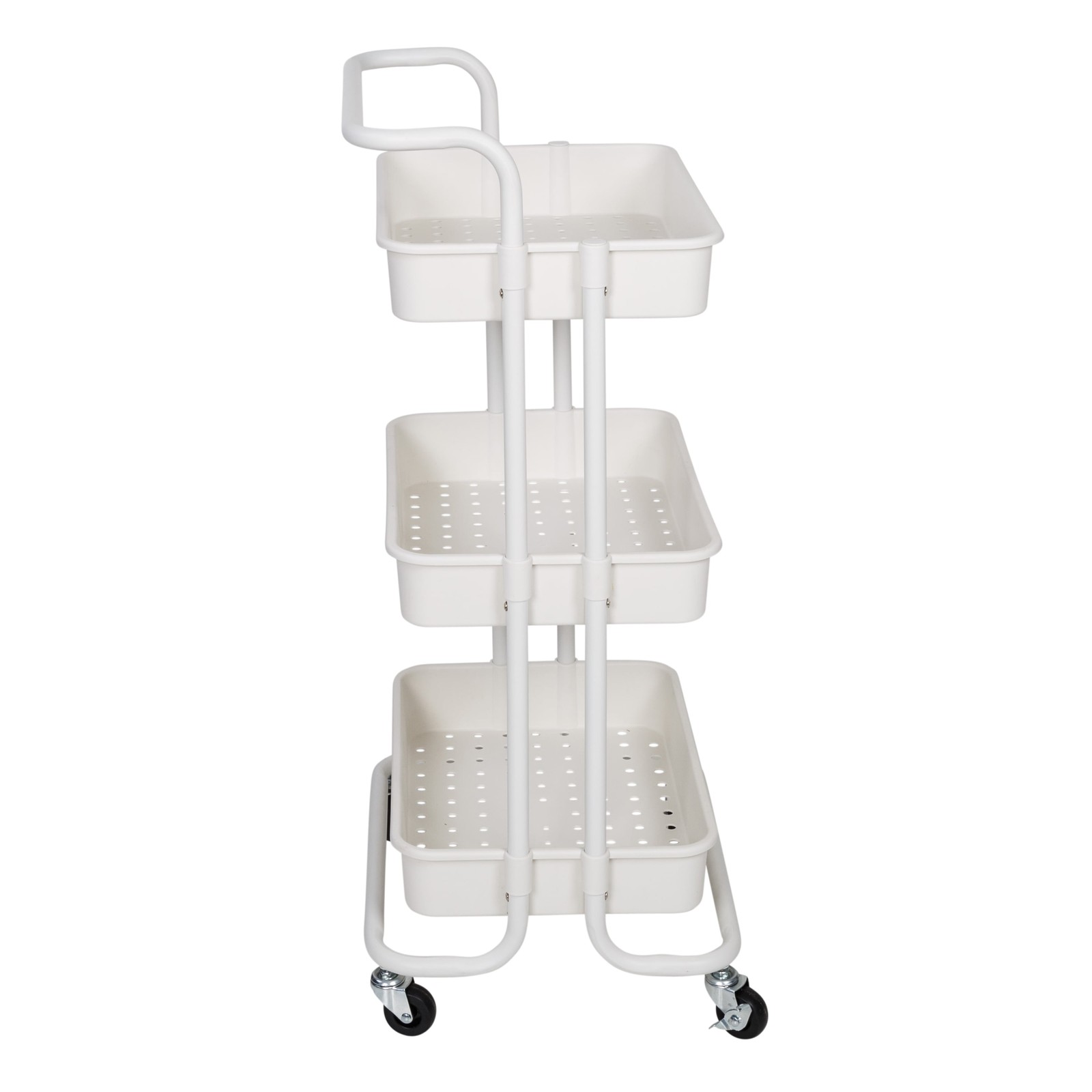 3-Tier Rolling Craft Cart with Handle, White