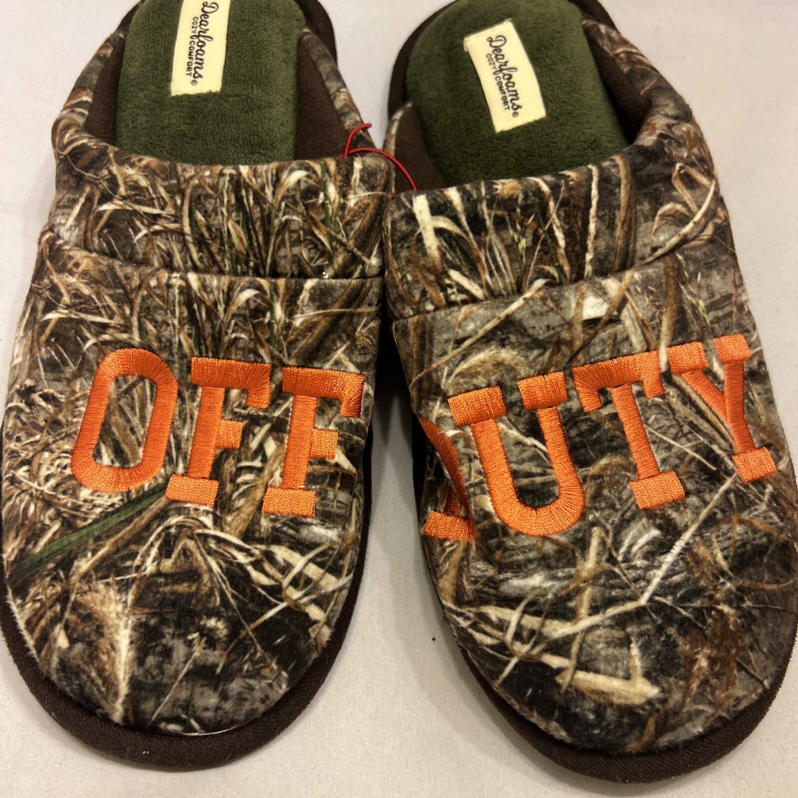 Dearfoam Camo Slippers Men Size 7/8 Memory Foam