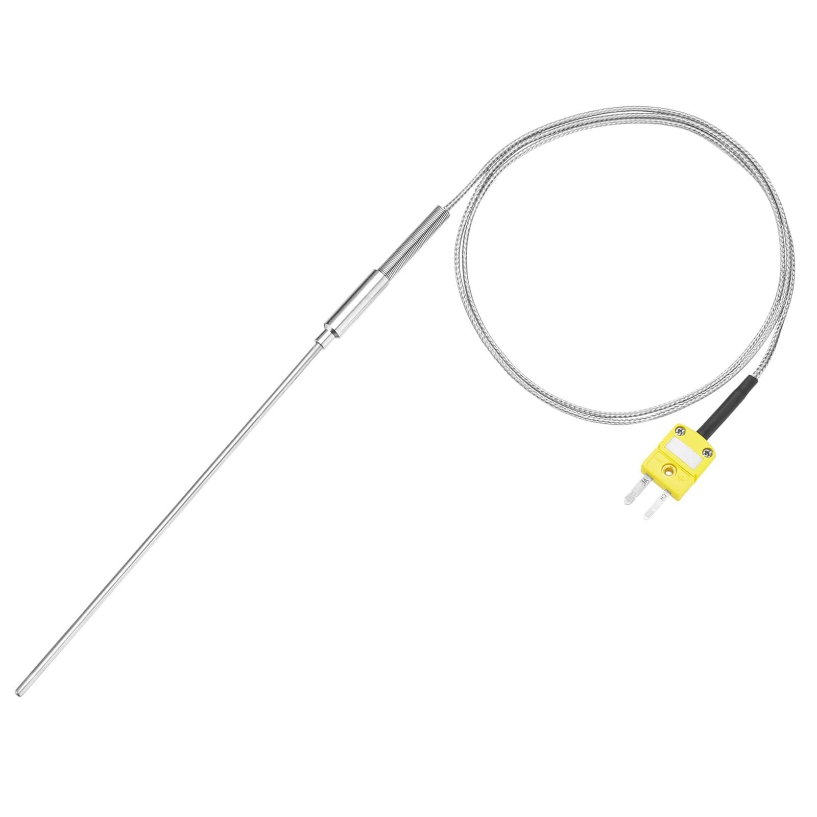 MECCANIXITY K Type Thermocouple with Plug, Meter 3.2x150mm 3.3ft, Silver