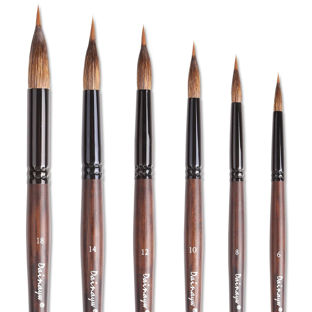 Dainayw Two Layer Liner Watercolor Brushes, Extended Needle Point Brushes, Squir