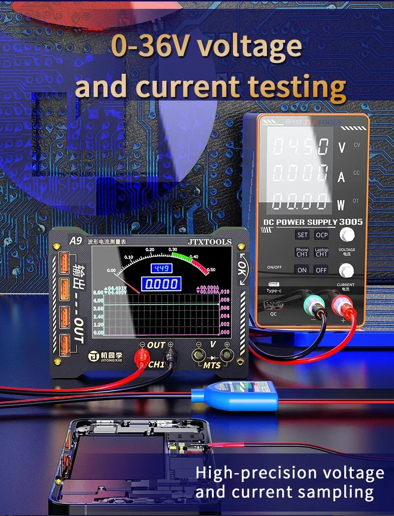 JTX A9 Accurate Curve Waveform Measuring Digital Display Current Tester Meter