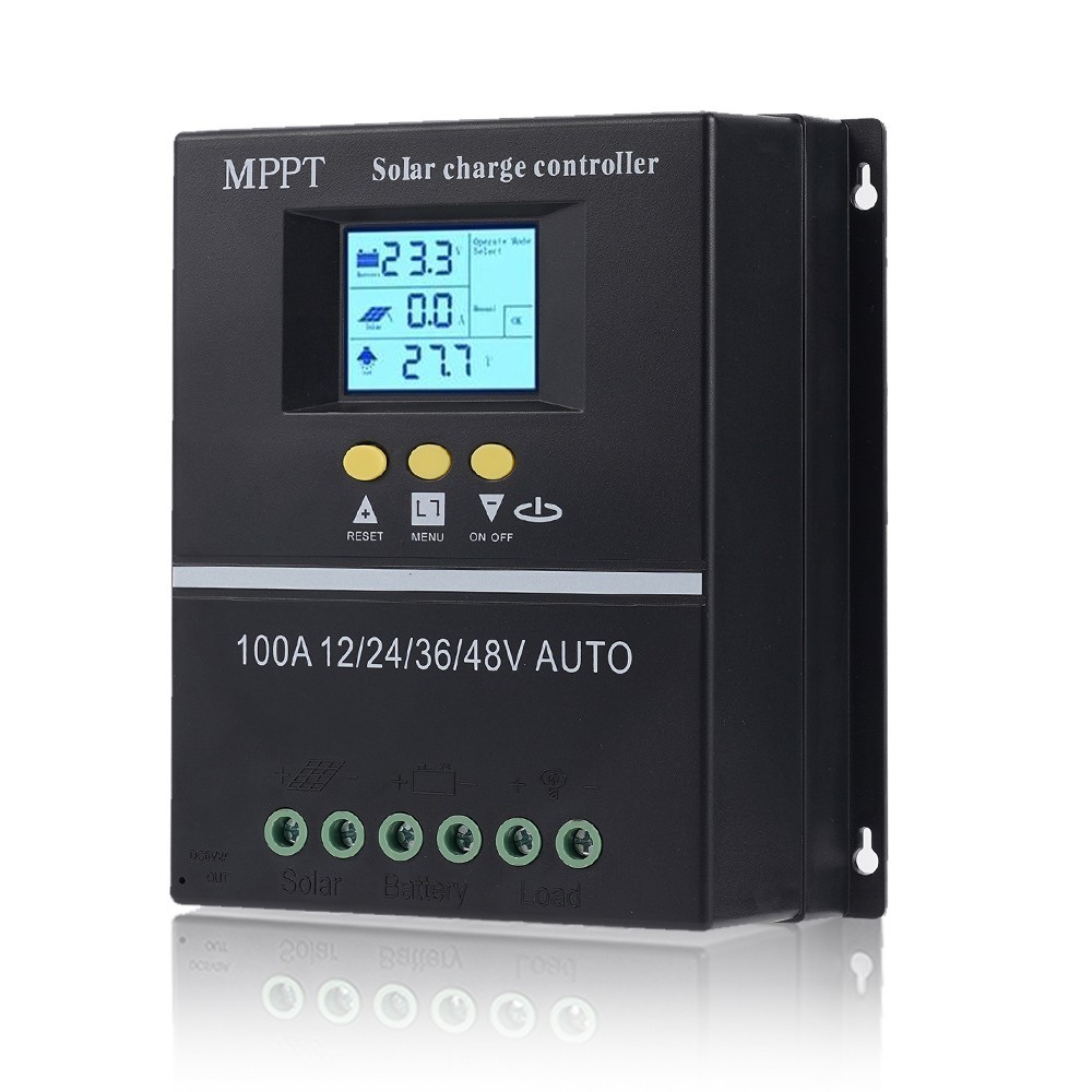 MPPT 12V/24V/36V/48V Solar Charge Controller Tools 100A LCD Dual USB