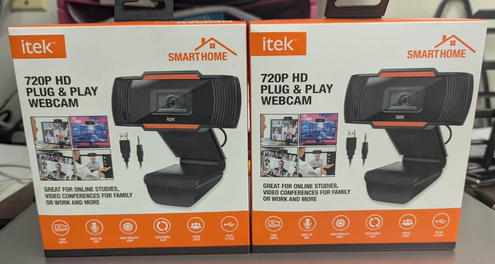 LOT OF 2 - iTEK SMARTHOME 720P HD PLUG & PLAY WEBCAM - NEW IN BOX