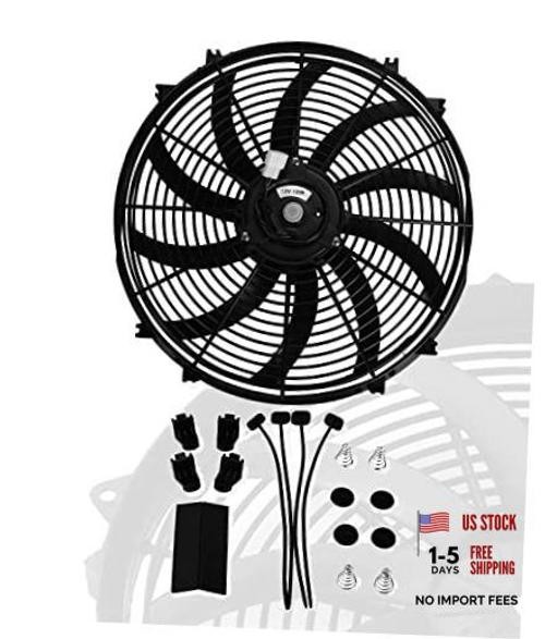 16" inch Universal Slim Fan Push Pull Electric Radiator Cooling 16 Inch Black