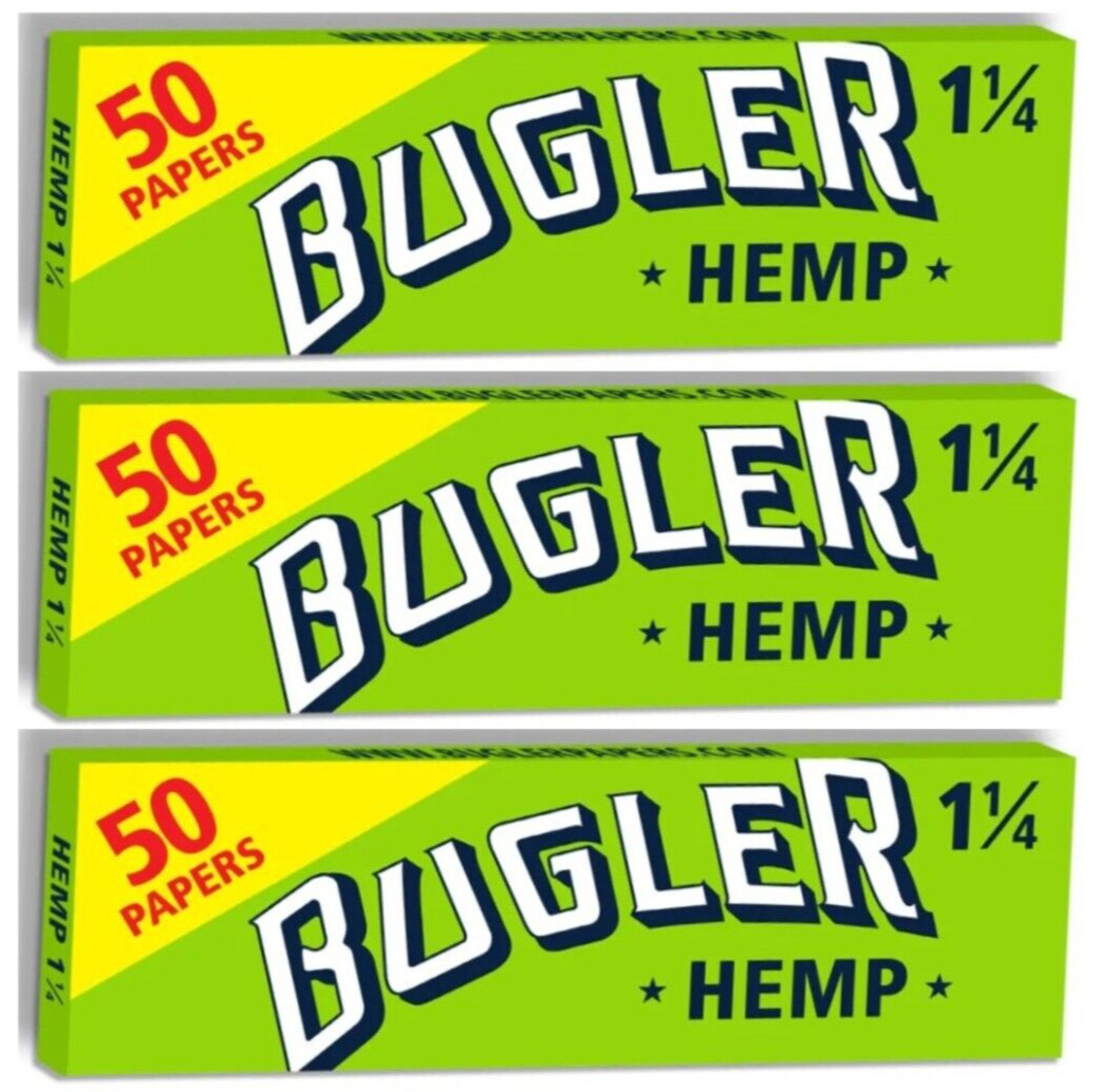 3x Bugler Hemp Rolling Papers 1 1/4 50 Papers Three Packs *FREE USA SHIPPING*!