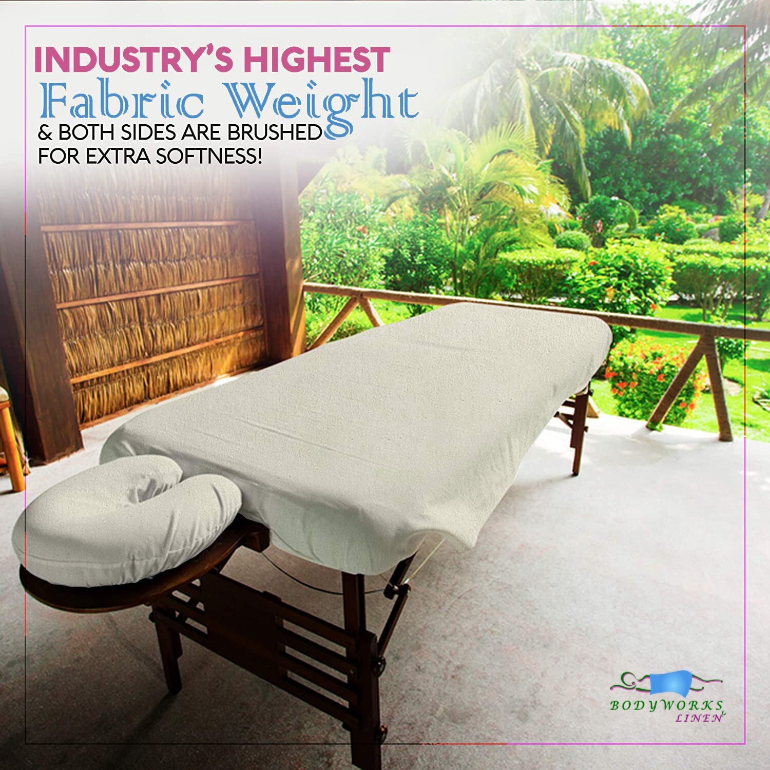 Massage Table 100% Double Brushed Cotton Flannel Sheet set 3 pcs Natural Color