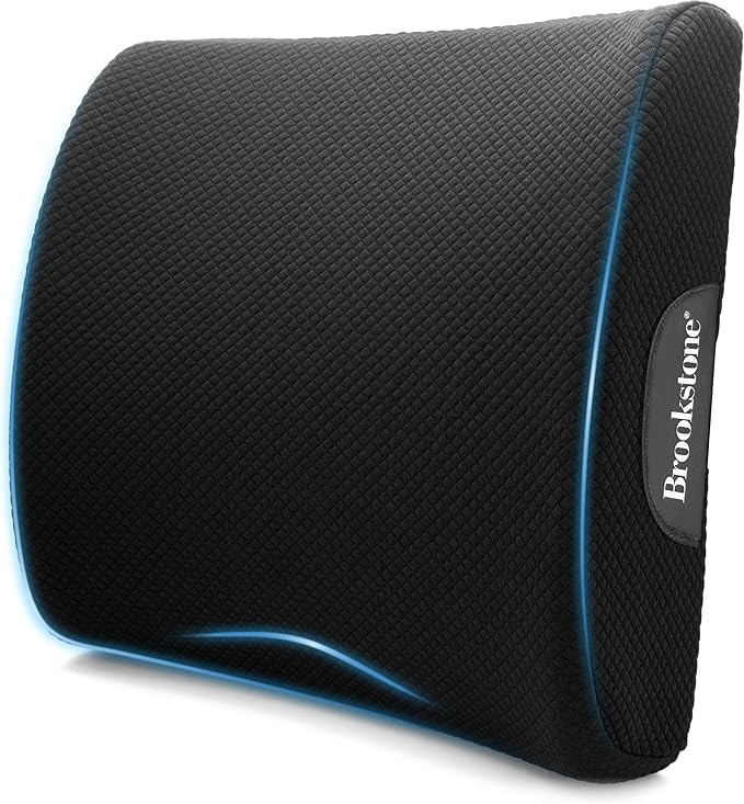 Brookstone BK1209 - Luxurious Lumbar Support Pillow for Car Standard, Black