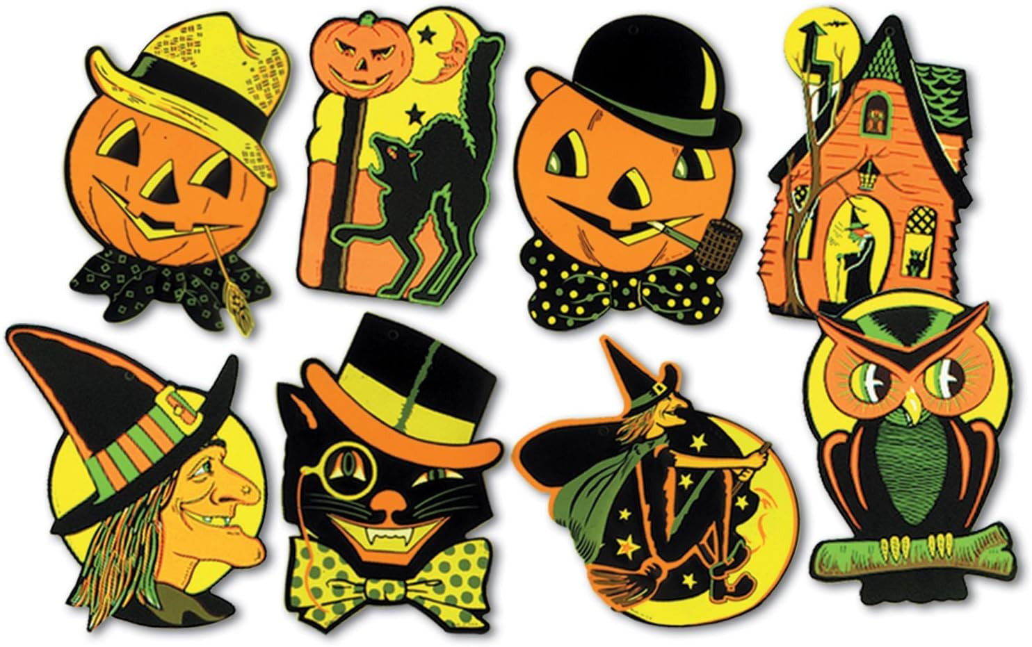 Pkgd Halloween Cutouts 8.5 inches x 9.25 inches - 2 Packs of 4 Cutouts